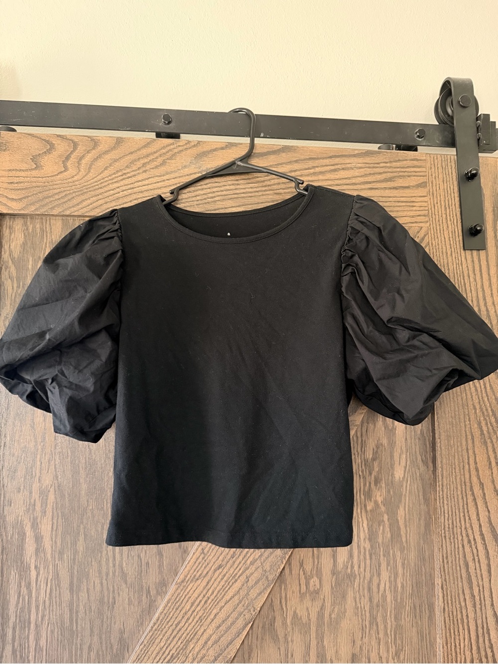 a new day Black Puff Sleeve Crop Top
